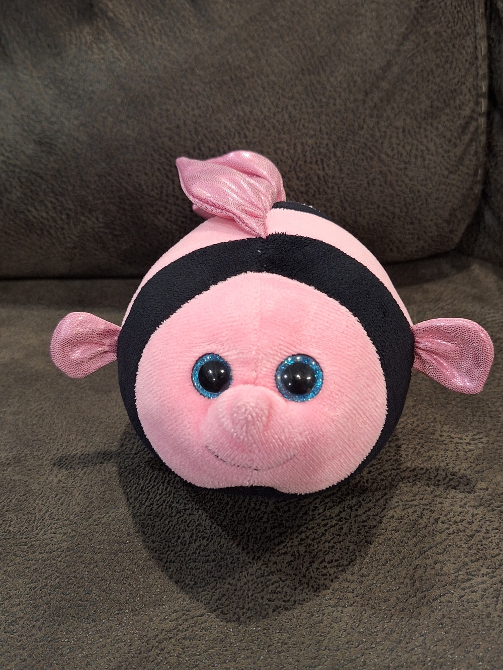 Ty Pink and Black Plush Fish Toy